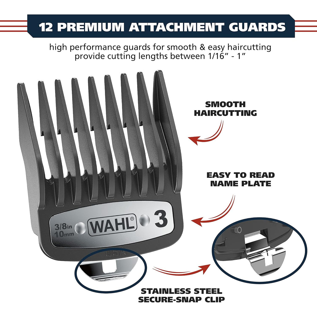 Wahl Usa Pro Ultra Quiet High Torque Corded Hair Clipper For Ultra Quiet Operation And Cooler Operating Temperatures, Metal Housing With Bonus Hair Clipping Guard Caddy - Model 3000097