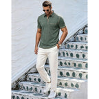 Mens Polo Shirts Short Sleeve Casual Summer Lightweight Cotton Golf Polo Shirts With Pocket