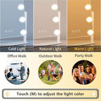 Kotdning Vanity Mirror With Lights,Lighted Vanity Mirror With 9 Dimmable Bulbs For Dressing Room & Bedroom,3 Color Lighting,Modes Detachable 10X Magnification 360°Ratation(White) 12" L X 14.4" W
