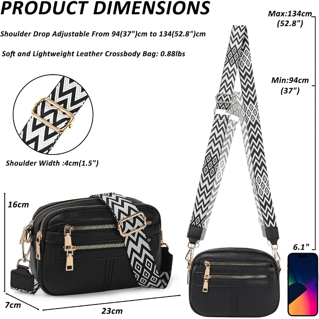 Tantomi Crossbody Bags For Women, 6-Pockets Cross Body Purse, Vegan Leather Handbags Shoulder Bag For Travel, Gifts For Women