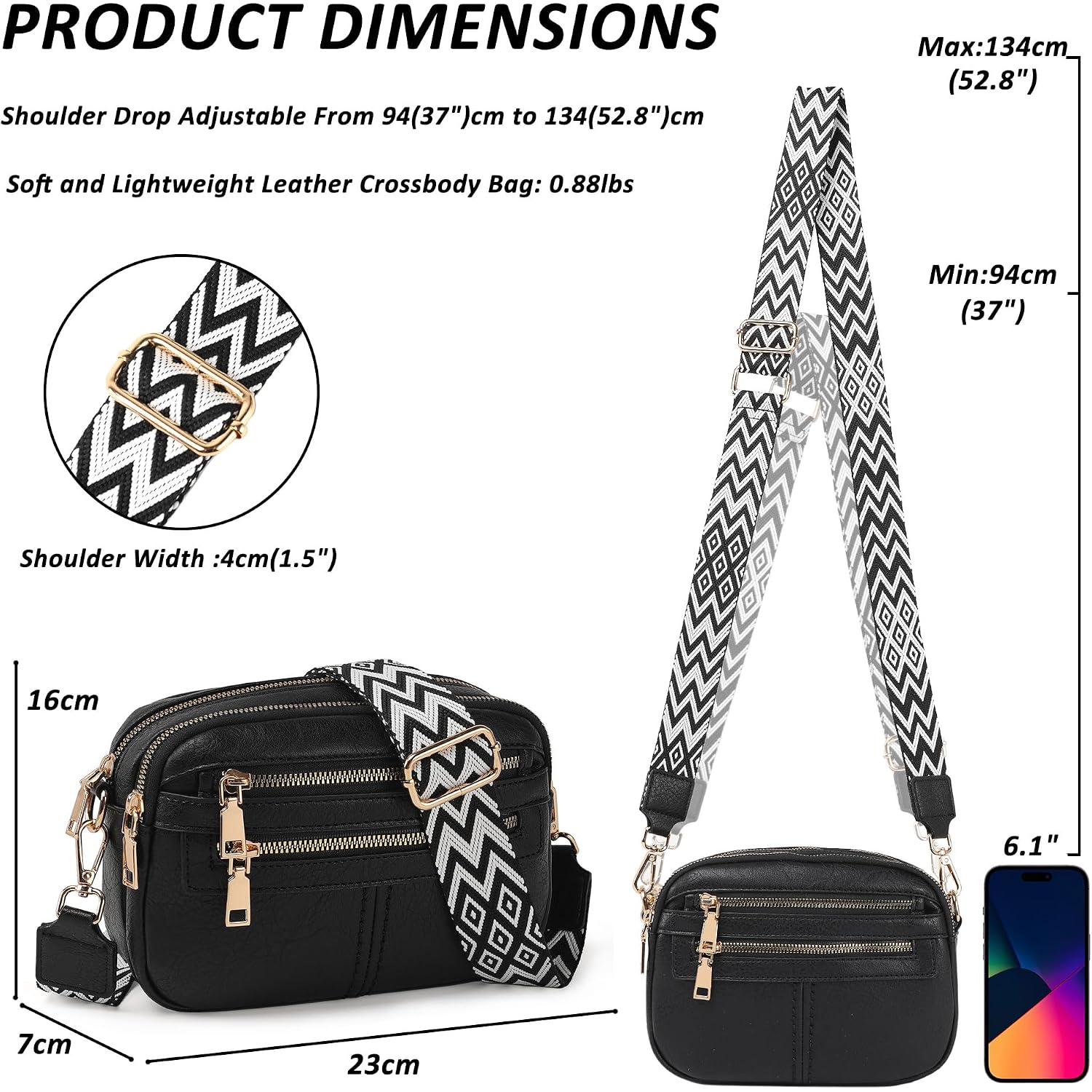 Tantomi Crossbody Bags For Women, 6-Pockets Cross Body Purse, Vegan Leather Handbags Shoulder Bag For Travel, Gifts For Women