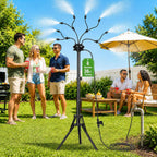Mixc 8-Nozzles Standing Misters For Outside Patio, 2.6-5.3Ft Adjustable Outdoor Misting Cooling System With 36Ft Leak-Resistant Water Tubing, Portable Mist Hose For Patio, Backyard & Pool