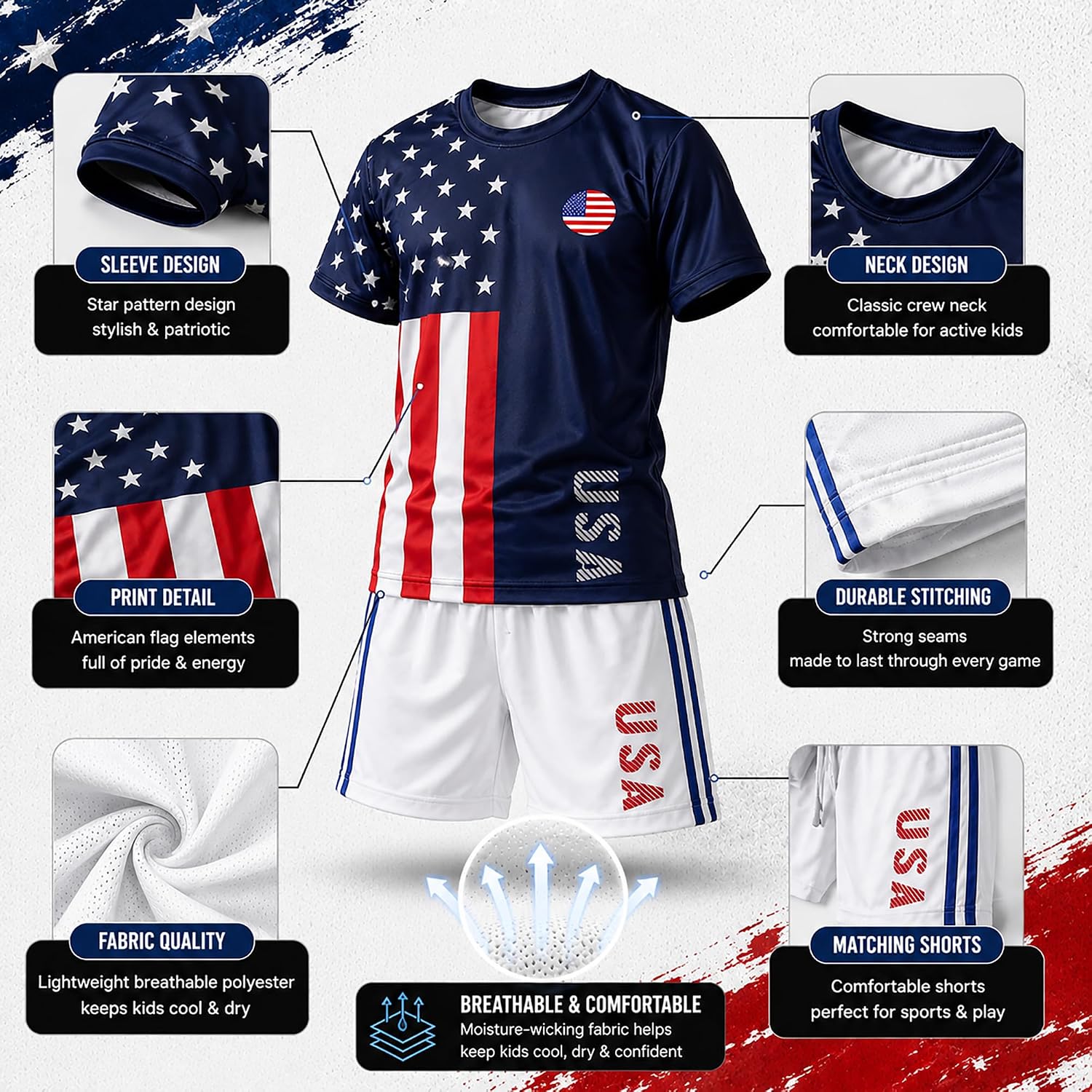Men'S National Flag Soccer T Shirt And Shorts Set Nation Pride Athletic Sportswear Match Day Fan Lightweight Summer