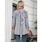 Zeagoo Womens 3/4 Length Sleeve Tops V Neck Tunic Casual Dressy Blouse Floral Printed Shirts