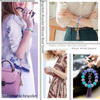 BIHRTC Key Ring Bracelet Car Keychain Holder Wristlet Silicone Women Beaded Bangle Chains