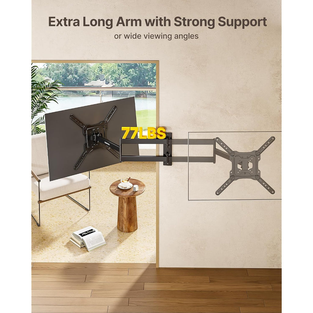Montek Long Arm Tv Wall Mount For Most 23-65 Inch Tvs, 29 Inch Long Extension Tv Mount Swivel And Tilt, Full Motion Wall Mount Tv Bracket Fit Max Vesa 400 X 400Mm, Up To 77 Lbs