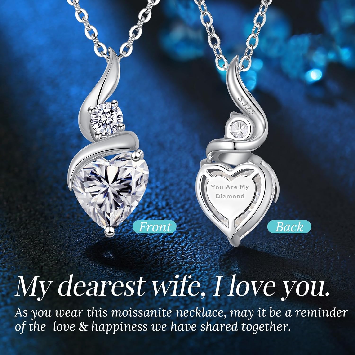 Mothers Day Gifts for Mom, Moissanite Necklaces for Women, 925 Sterling Silver Necklace with Birthstone, Ideal Anniversary Present or Birthday Christmas Valentine Jewelry Gift for Woman Wife Her Girlfriend