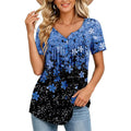 Women's Summer Tops Short Sleeve Blouses for Women Henley V-Neck Floral Pleated Loose Fit Shirts for Leggings（S-3XL）