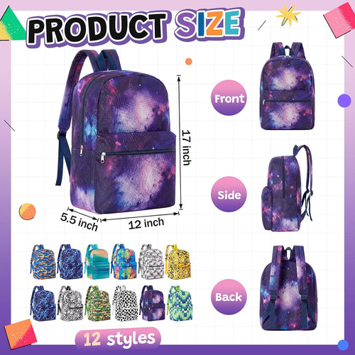 60 Pack 17 Inch School Backpacks For Kids Backpack In Bulk Assorted Bookbag For Elementary Middle High School Student Donations (Masculine Color)