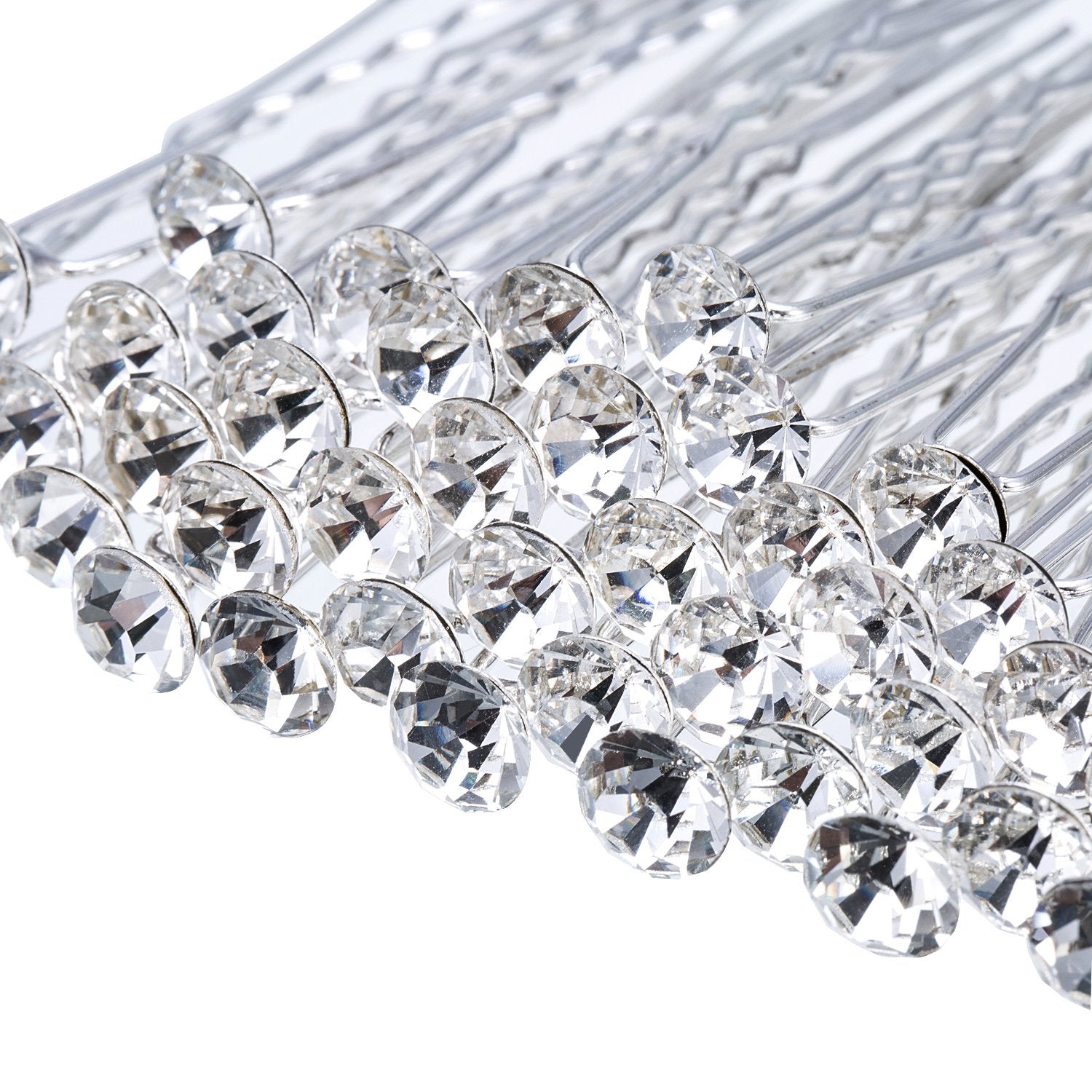 40 Pcs Bridal Wedding Hair Pins, U Shaped Rhinestone Hair Clips, Crystal Silver Wedding Hair Jewellery Hair Styling Accessories, Diamante Hair Clips For Women Girls Bridesmaids Prom()