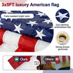 American Flag With Pole - Includes 5Ft Heavy Duty Flag Pole Holder For Outside House,3X5 Embroidered Us Flag And Wall Mount Bracket,Tangle Free Flagpoles Kit For Porch,Garage,Outdoor