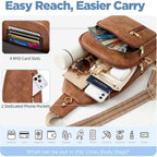 Anti Theft Crossbody Bags for Women RFID Sling Bag, Vegan Leather Cross Body Travel Purse for Women Men