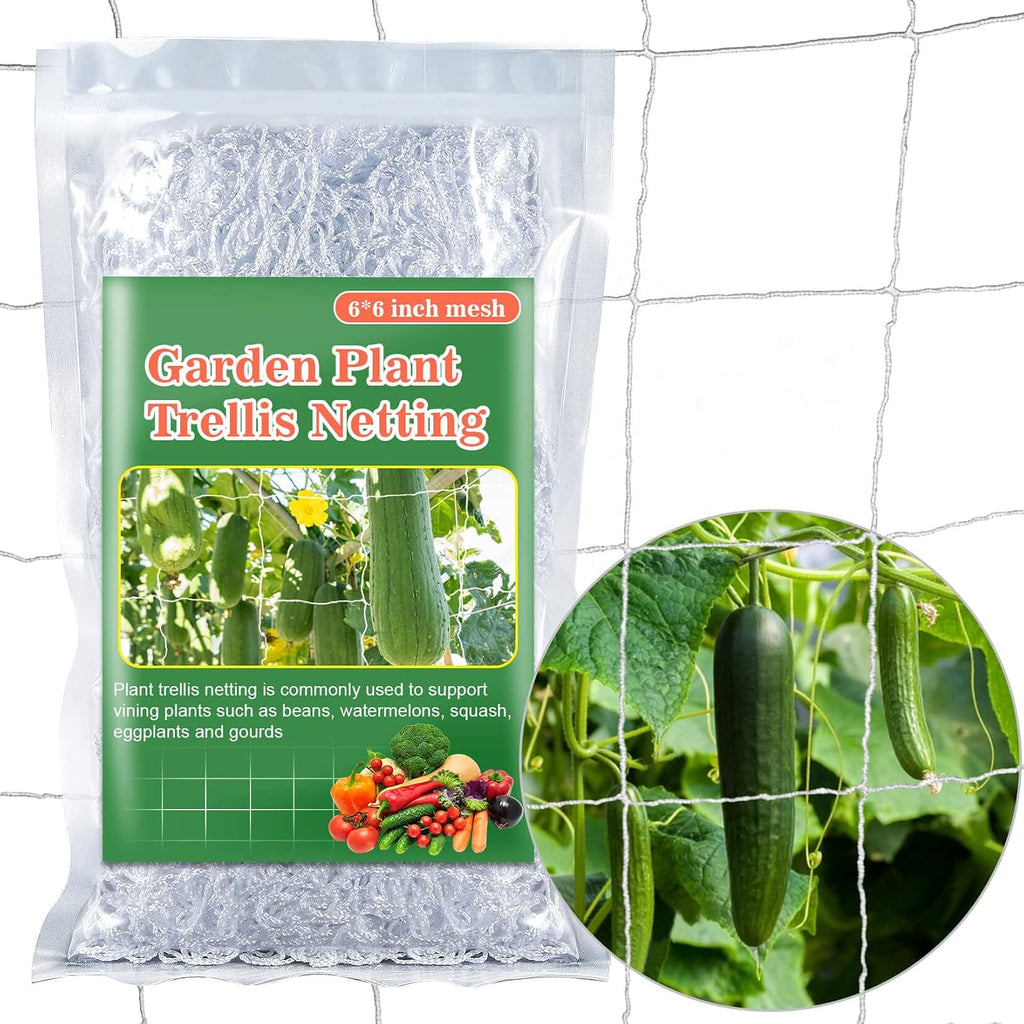 Sukh Trellis Netting For Climbing Plants - 5 X 15 Ft Garden Net, 2 Pack | Polyester Plant Netting Support For Cucumbers & Tomato, Soft & Duarable, White Garden Nets For Vines, Vegetables & Fruits