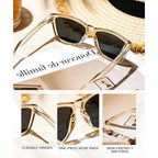 KALIYADI Womens-Sunglasses Polarized Sunglasses-Womens Trendy: Retro Sun Glasses with UV Protection for Travel Driving A02-black/Gradient Brown/Pink