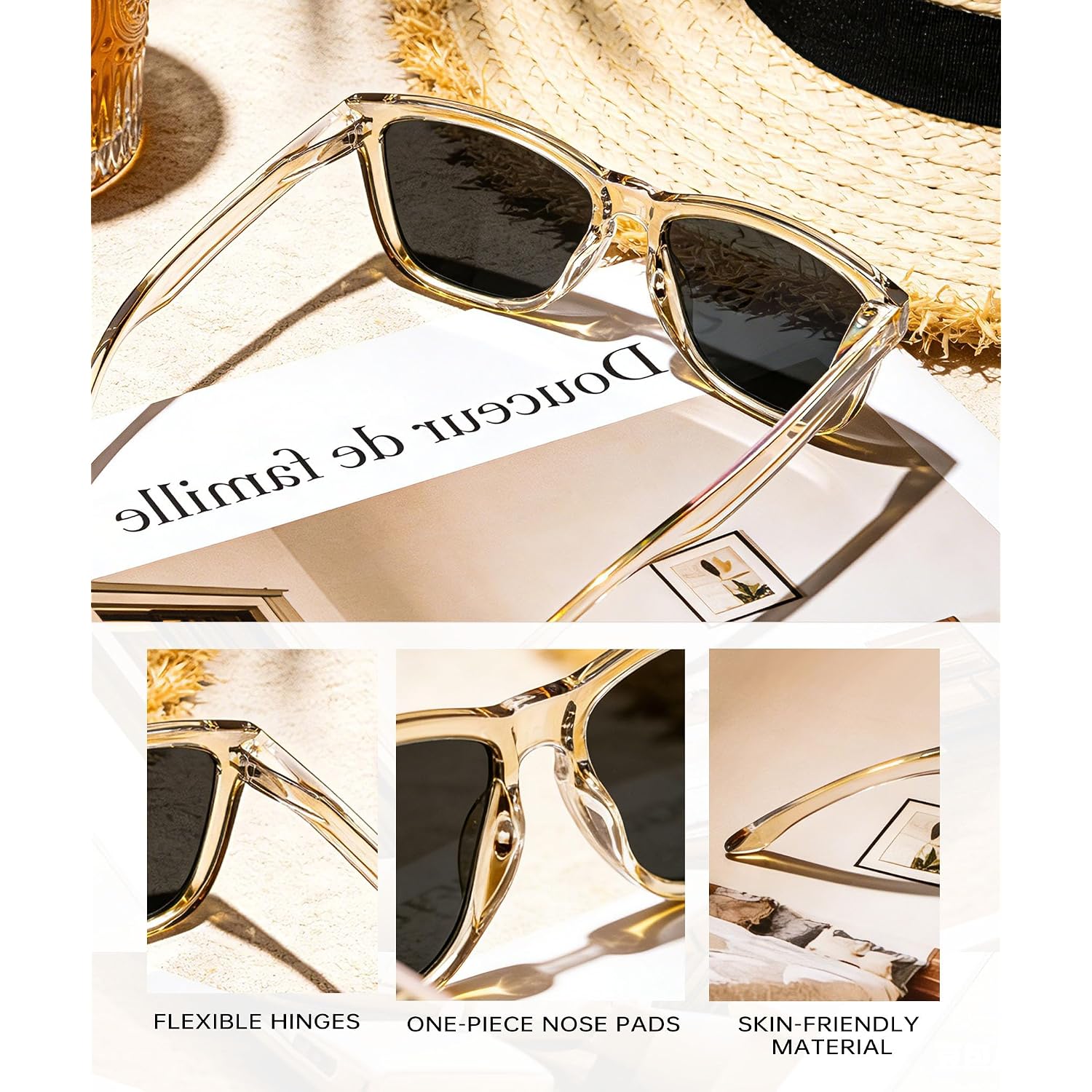 KALIYADI Womens-Sunglasses Polarized Sunglasses-Womens Trendy: Retro Sun Glasses with UV Protection for Travel Driving A02-black/Gradient Brown/Pink