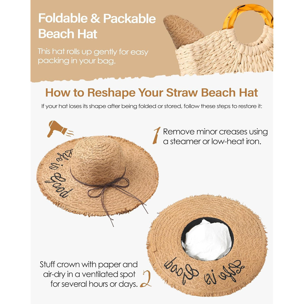 Sun Hats for Women Beach Hats for Women Packable Foldable Wide Brim Womens Sun Hat UPF 80+