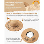 Sun Hats for Women Beach Hats for Women Packable Foldable Wide Brim Womens Sun Hat UPF 80+
