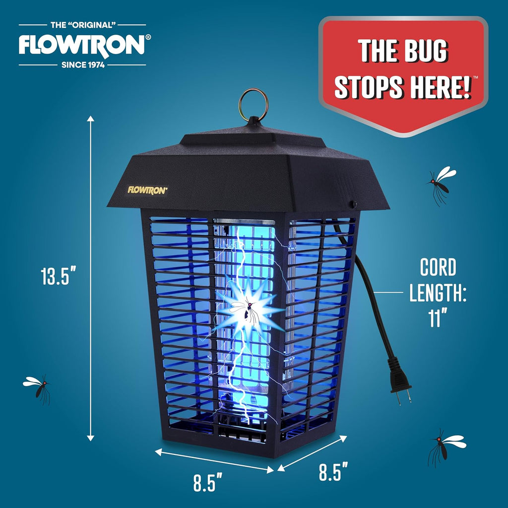 Flowtron Bug Zapper, 1 Acre Outdoor, 40W Uv Bulb, 5600V, Octenol Attractant | Bug Zapper For Backyards, Patios, And Farms - Uv Plus Octenol Lure Clears Mosquitoes, Flies, And Gnats - Ul And Etl Certified