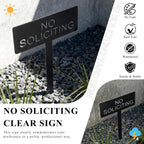 No Soliciting Metal Yard Sign For House, Modern Steel No Soliciting Sign, Outdoor No Soliciting Yard Sign For Front Yard Or Planter, 4.1” X 10.6” With 10.2” Stake, Black