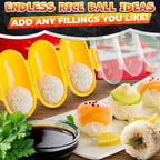 Rice Ball Mold - Mini Rice Ball Maker Mold with 3 Bite-Size Portions, Plastic Shaker with Scoop for Fast Shake Shaping – Versatile Tool for Bento Meals, Temari Sushi, Yaki-Onigiri & Creative Plating