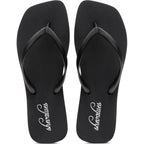 Shevalues Women'S Slim Square Toe Flip Flops Comfortable Summer Rubber Thong Sandals For Beach, Shower & Pool