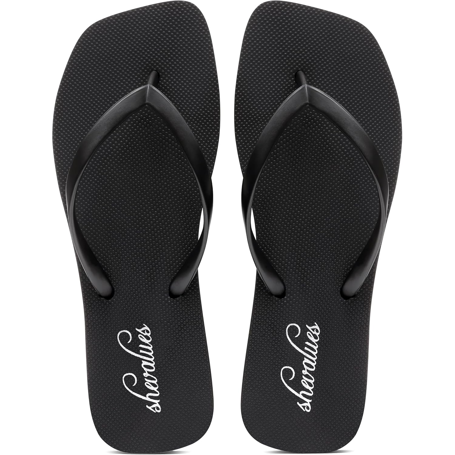 Shevalues Women'S Slim Square Toe Flip Flops Comfortable Summer Rubber Thong Sandals For Beach, Shower & Pool