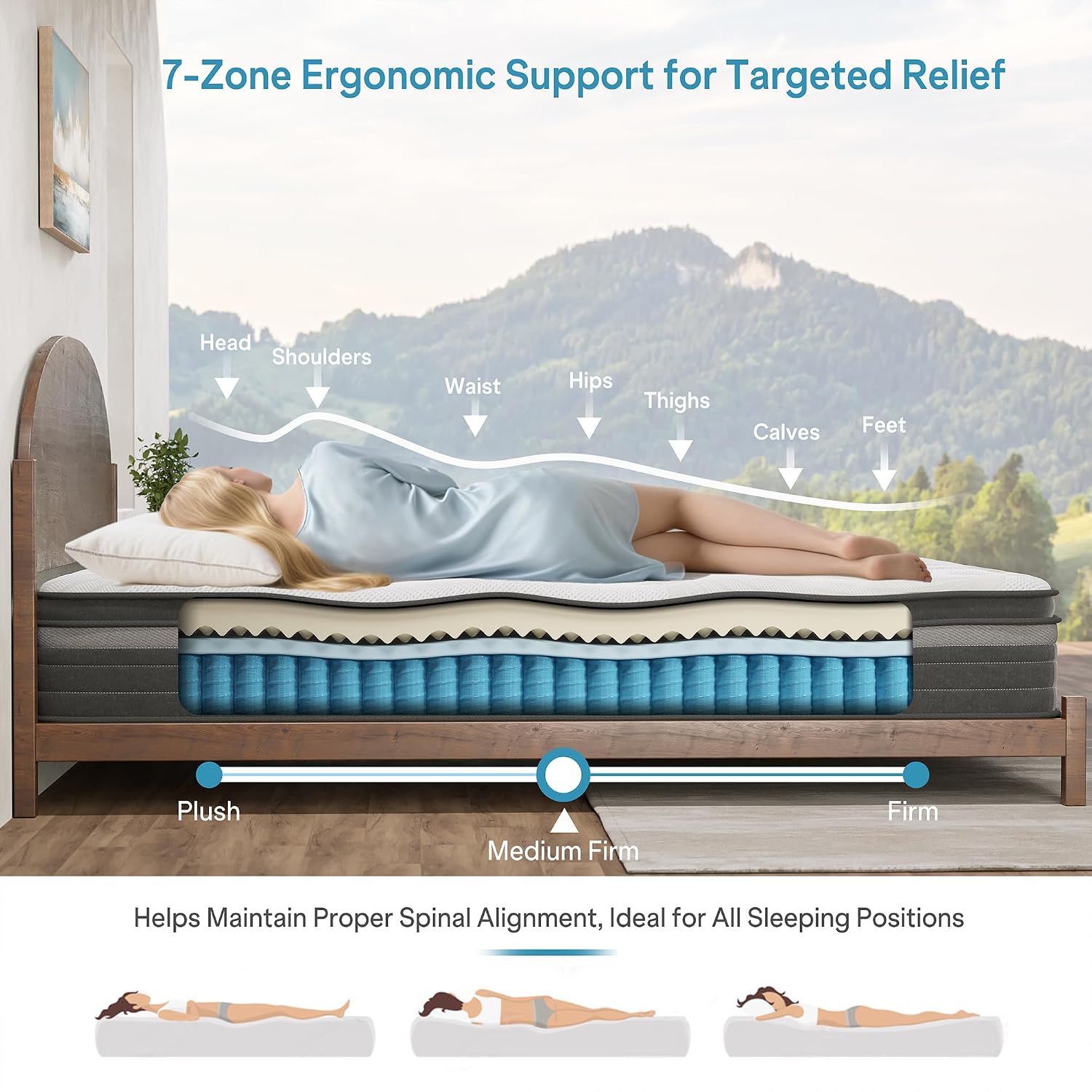 Queen Mattress 12 Inch In A Box, Hybrid Queen Mattress With Memory Foam & Individual Pocket Springs, Medium Firm Queen Size Mattresses For Motion Isolation & Pressure Relief, Certipur-Us