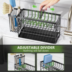 2-Tier Kitchen Sink Caddy Organzier Rack With Dish Brush Sponge Holder | Kitchen Sink Countertop Organization Storage,Home Decor Accessories Essentials Stainless Steel