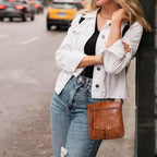 Oak Leathers Leather Crossbody Bag For Women With Adjustable Sling Strap - Medium Size Crossover Shoulder Handbag Purse