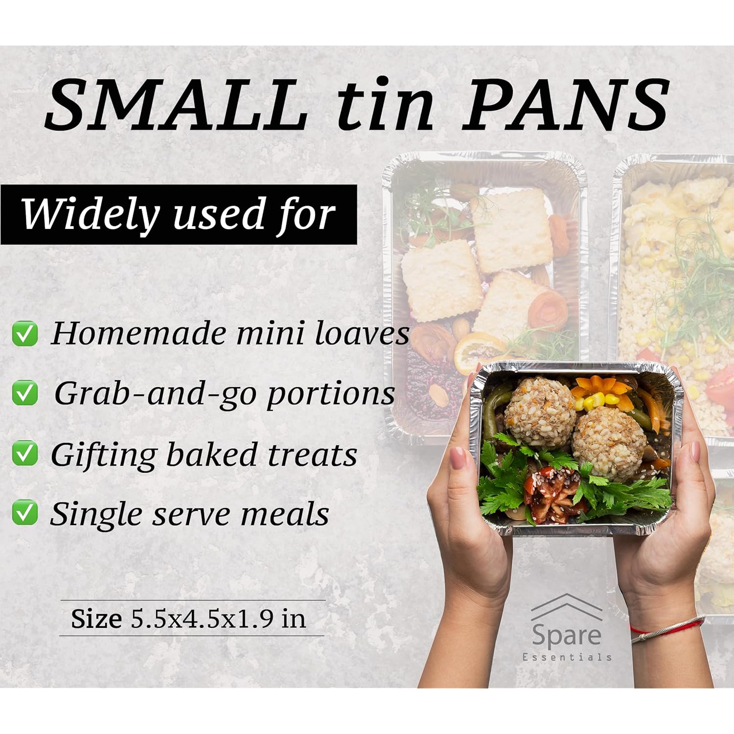 55 Pack - Small Foil Pans with Lids - To Go Food Containers with Lids 1lb Mini Aluminum Pans Freezer Safe Foil Take out Trays Heat proof Aluminum Meal Prep Containers 5.5x4.5x1.9 in