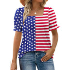 WIHOLL Tops for Women Summer Casual Ruffle Trim Sleeve Square Neck T Shirts