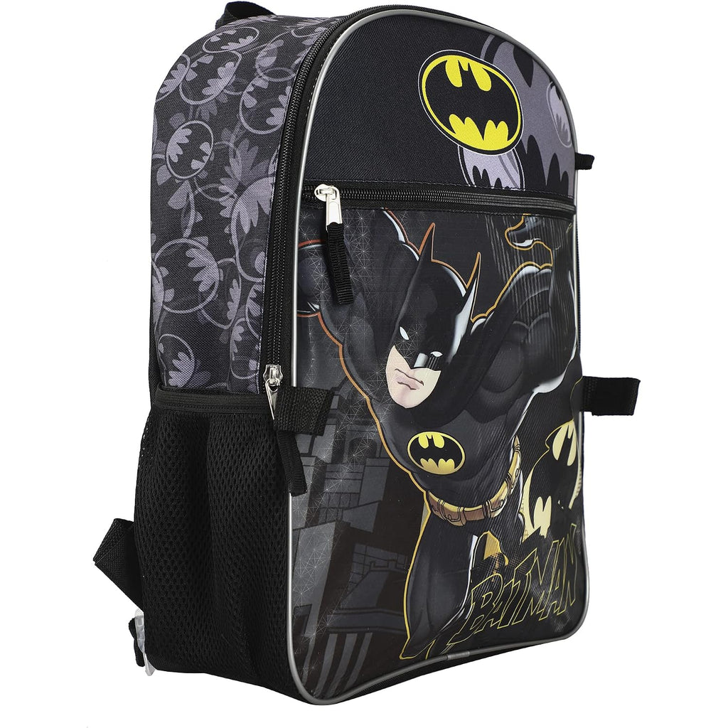 Dc Comic Book Batman Symbol 5-Piece Backpack Accessory Set For Boys