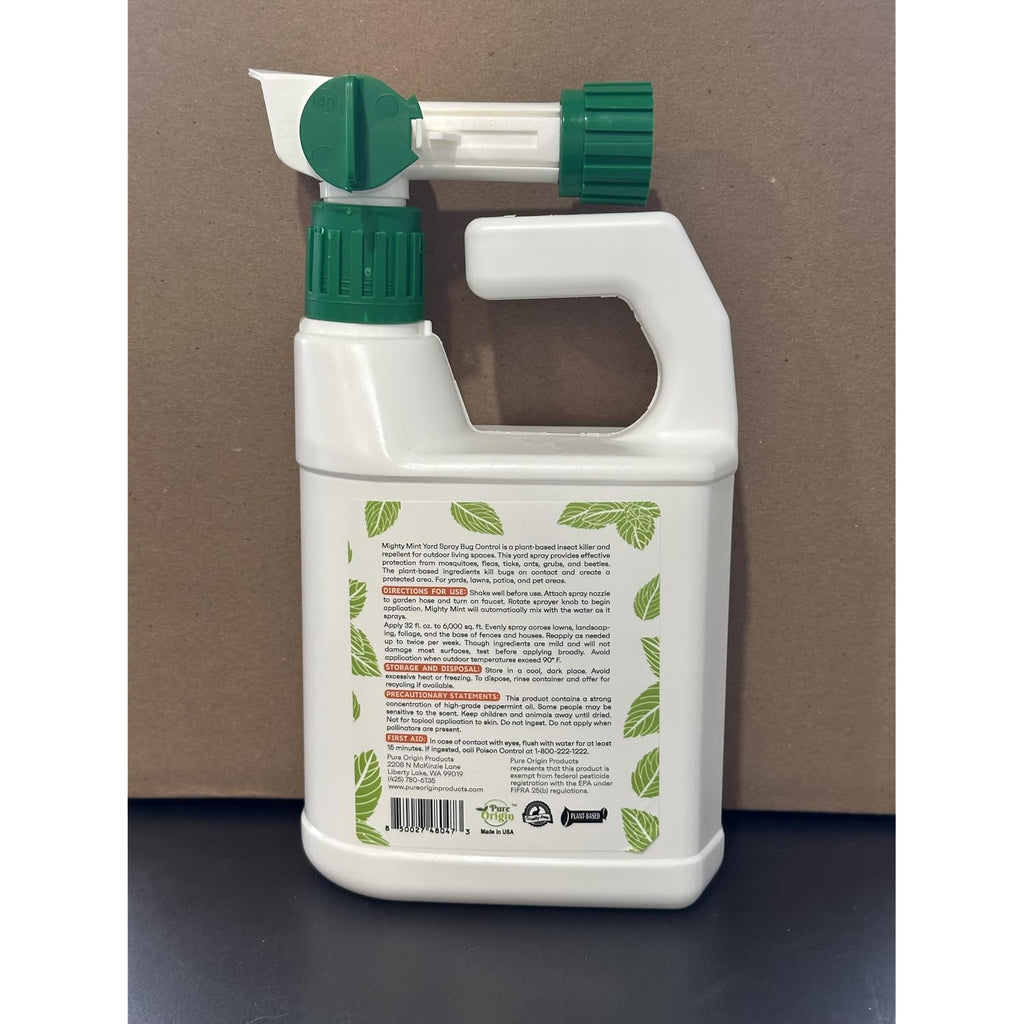 Mighty Mint Peppermint Oil Lawn & Yard Bug Control Spray – Natural Outdoor Pest Repellent For Fleas, Ticks, Mosquitoes, Ants, And More – Plant-Based, Extra-Strength Formula – 32 Oz (Pack Of 2)