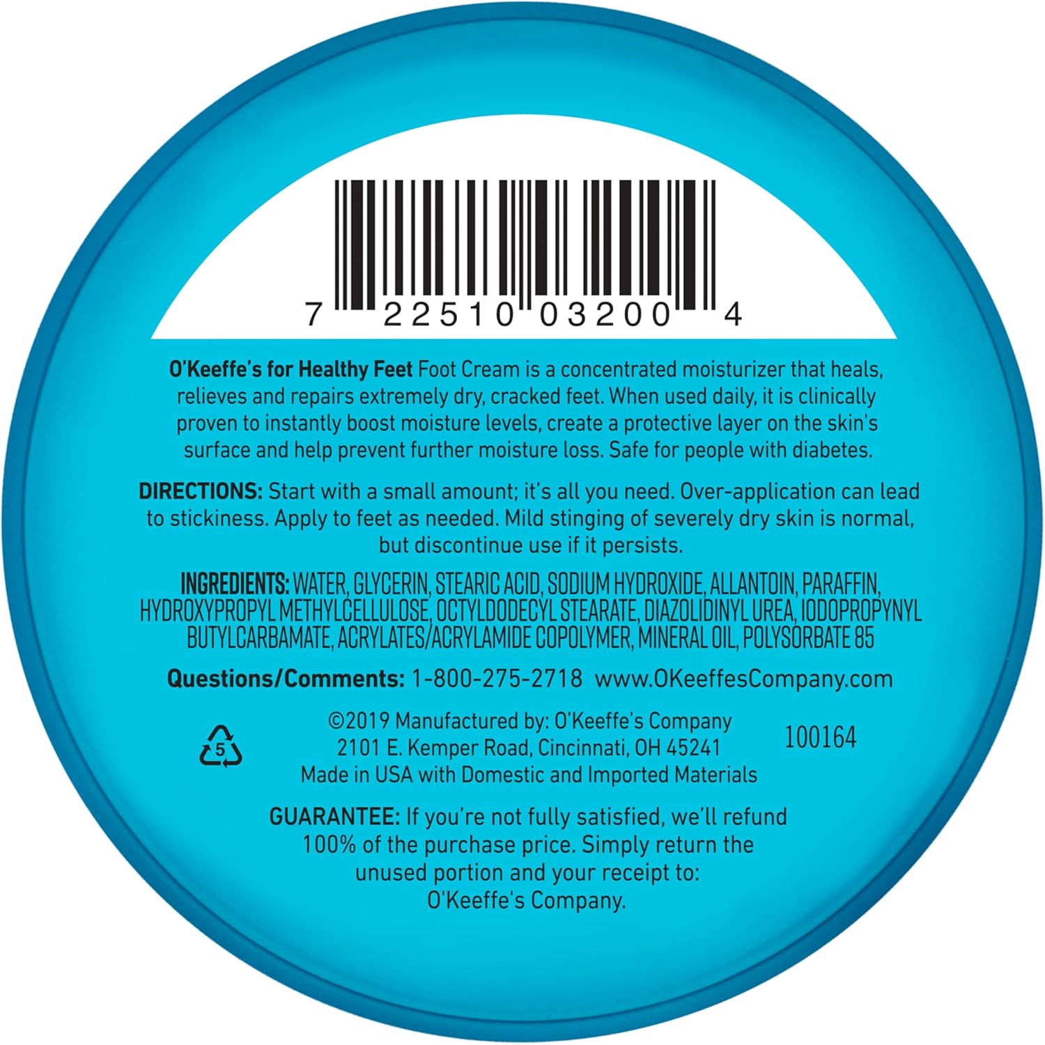 O'Keeffe's for Healthy Feet Foot Cream; Guaranteed Relief for Extremely Dry; Cracked Feet; Instantly Boosts Moisture Levels; 3.2 Ounce Jar; (Pack of 3)