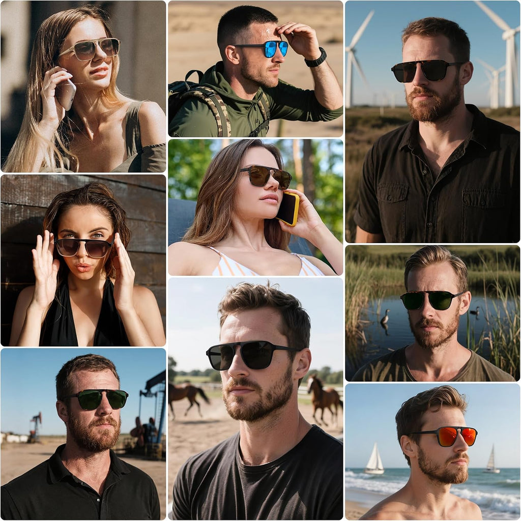 Polarized Retro Aviator Sunglasses For Men Women Classic Driving Running Sports Square Aviators Sun Glasses