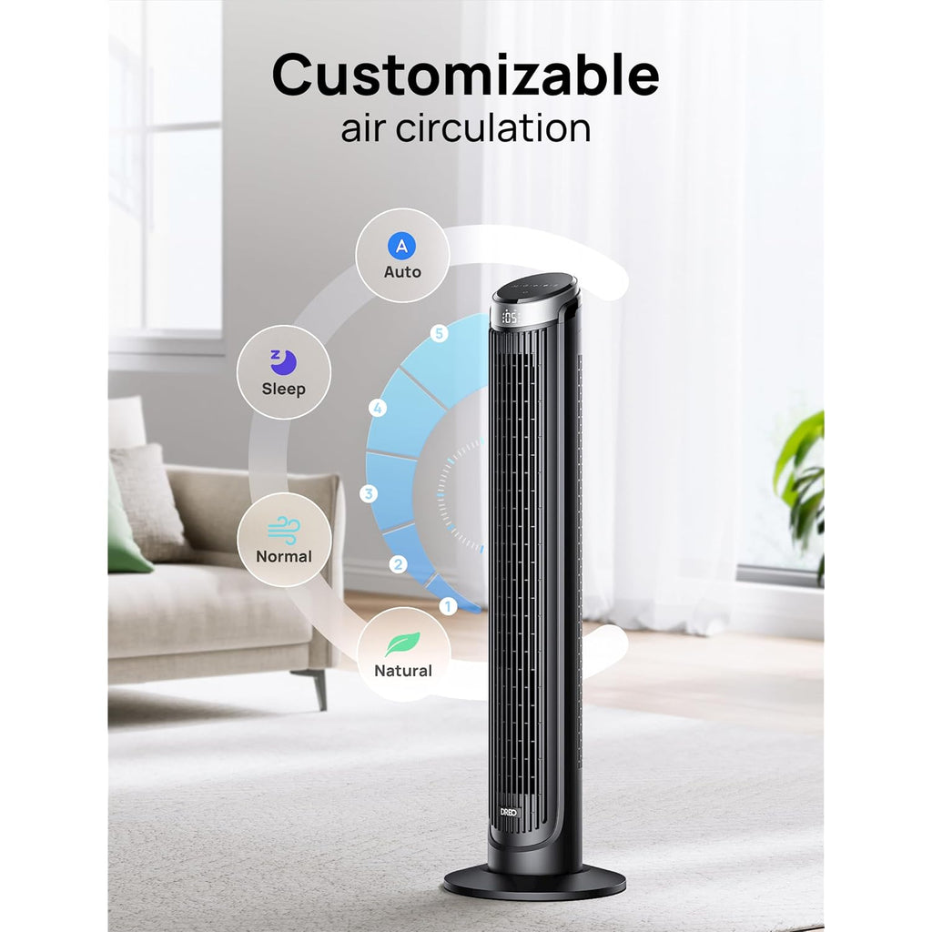 Dreo Tower Fan For Bedroom, 90° Oscillating Fans That Blow Cold Air | 26 Ft/S Powerful Airflow, 28Db Quiet Fan, 5 Speeds, 4 Cooling Modes, 12H Timer, 40" Standing Floor Fan For Home Office