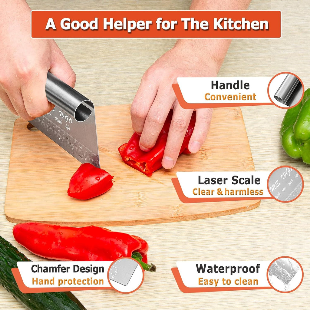 Pro Dough Pastry Scraper/Cutter/Chopper Stainless Steel Mirror Polished With Measuring Scale Multipurpose- Cake, Pizza Cutter - Pastry Bread Separator Scale Knife