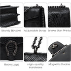 MYHOZEE Crossbody Bags for Women - Snake Printed Clutch Purses Leather Chain Shoulder Bags Evening Handbags