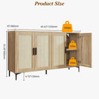 Jasiway Buffet Cabinet With Storage, 48" Rattan Coffee Bar Cabinet Station | Accent Sideboard With Adjustable Shelves, Credenza For Dining Room, Kitchen, Living Room, Entryway, Anti-Tip, Wood
