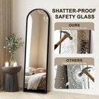 Fictor Arched Full Length Mirror 15" X 56", Full Body Floor Mirror With Adjustable Stand, Free Standing Mirror With Aluminum Frame For Bedroom, Living Room, Cloakroom, Black
