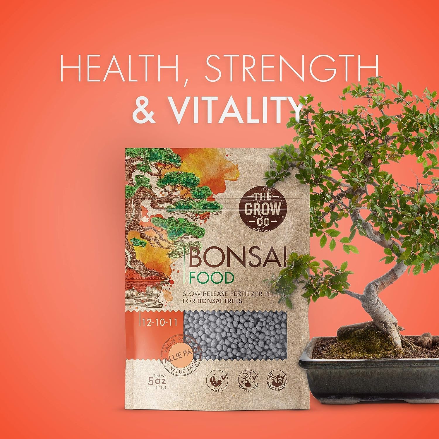 Bonsai Fertilizer - Gentle Slow Release Plant Food Pellets - Ideal For All Indoor And Outdoor Bonsai Tree Plants In Pots (5 Oz) | The Grow Co Ready To Use Granules, Long Lasting Formula That Nourishes Your Plants For Up To 9 Months