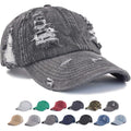 TSSGBL Unstructured Distressed Baseabll Cap Cotton Soft Dad Hat Adjustable Low Profile Headwear Ball Caps for Women Men Distressed-denim-black