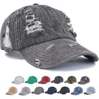 TSSGBL Unstructured Distressed Baseabll Cap Cotton Soft Dad Hat Adjustable Low Profile Headwear Ball Caps for Women Men Distressed-denim-black