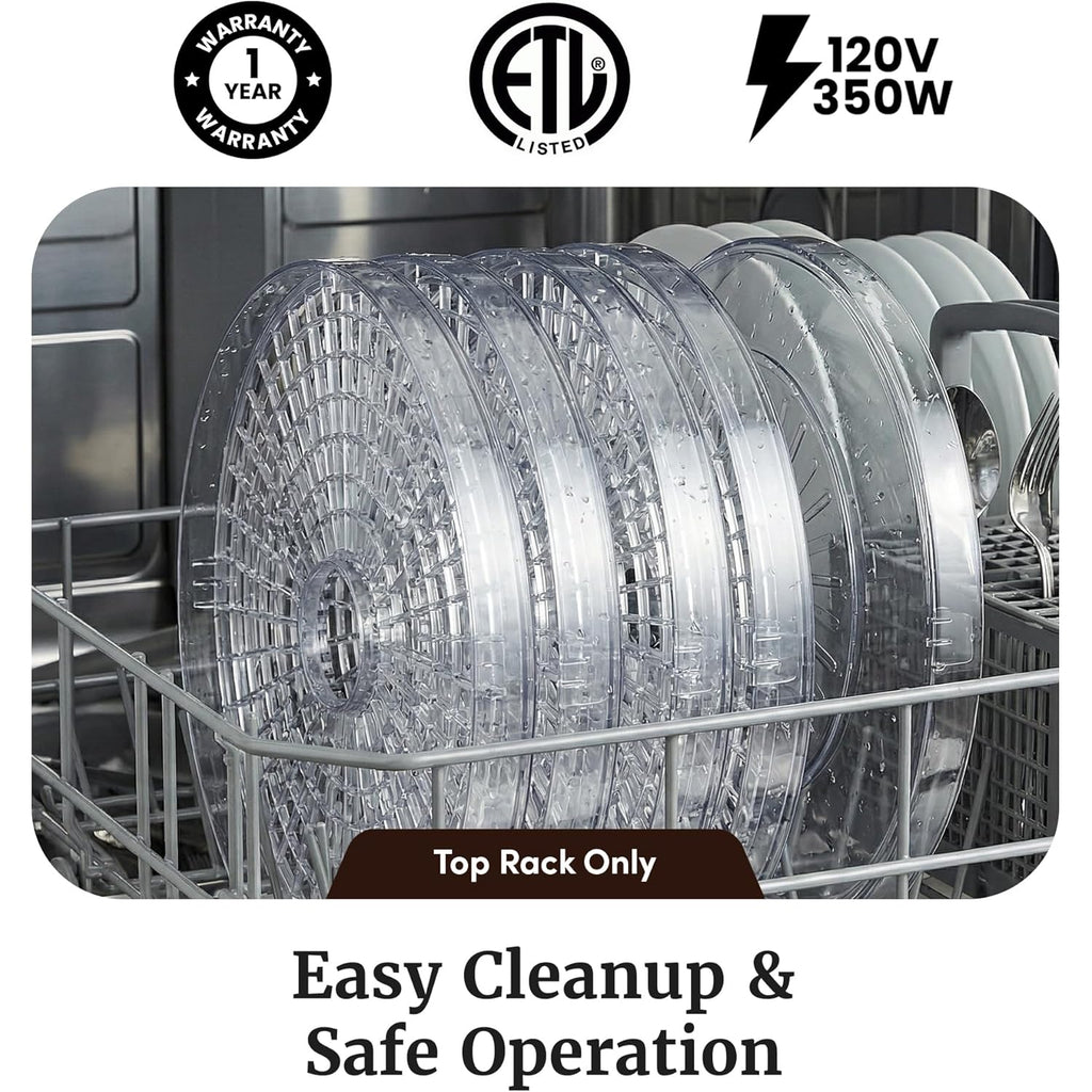 Elite Gourmet EFD319 Food Dehydrator, 5 BPA-Free 11.4" Trays Adjustable Temperature Controls, Jerky, Herbs, Fruit, Veggies, Dried Snacks, Black