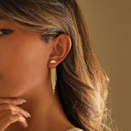 Gold Earrings for Women, 14K Gold Plated Tassel Dangle Earrings for Women Trendy Hypoallergenic Long Chain Earring Dainty Pearl Drop Earrings Elegant Wedding Earring Fashion Jewelry for Womens