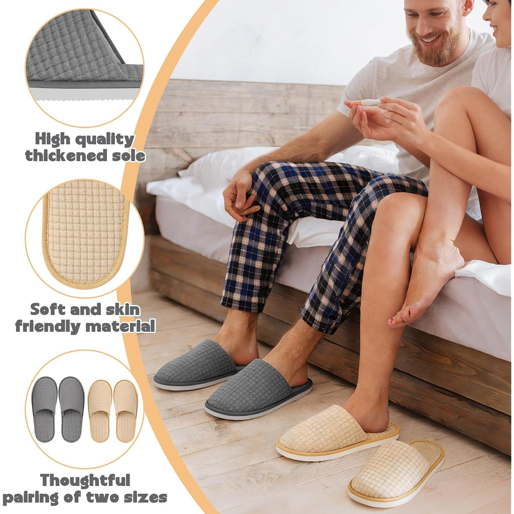 12-20 Pairs Disposable Slippers For Guest, Non Slip Reusable Washable Slippers For Women And Men, Breathable House Slippers Indoor Outdoor For Hotel Essentials Shoeless Home Spa Travel