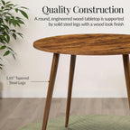 Best Choice Products Round 35.5In Dining Table For 4 W/Sturdy Wood Finish Steel Legs, Mid Century Modern, Space-Saving, Small Space Circle Dinette For Home, Kitchen, Apartment - Medium Brown