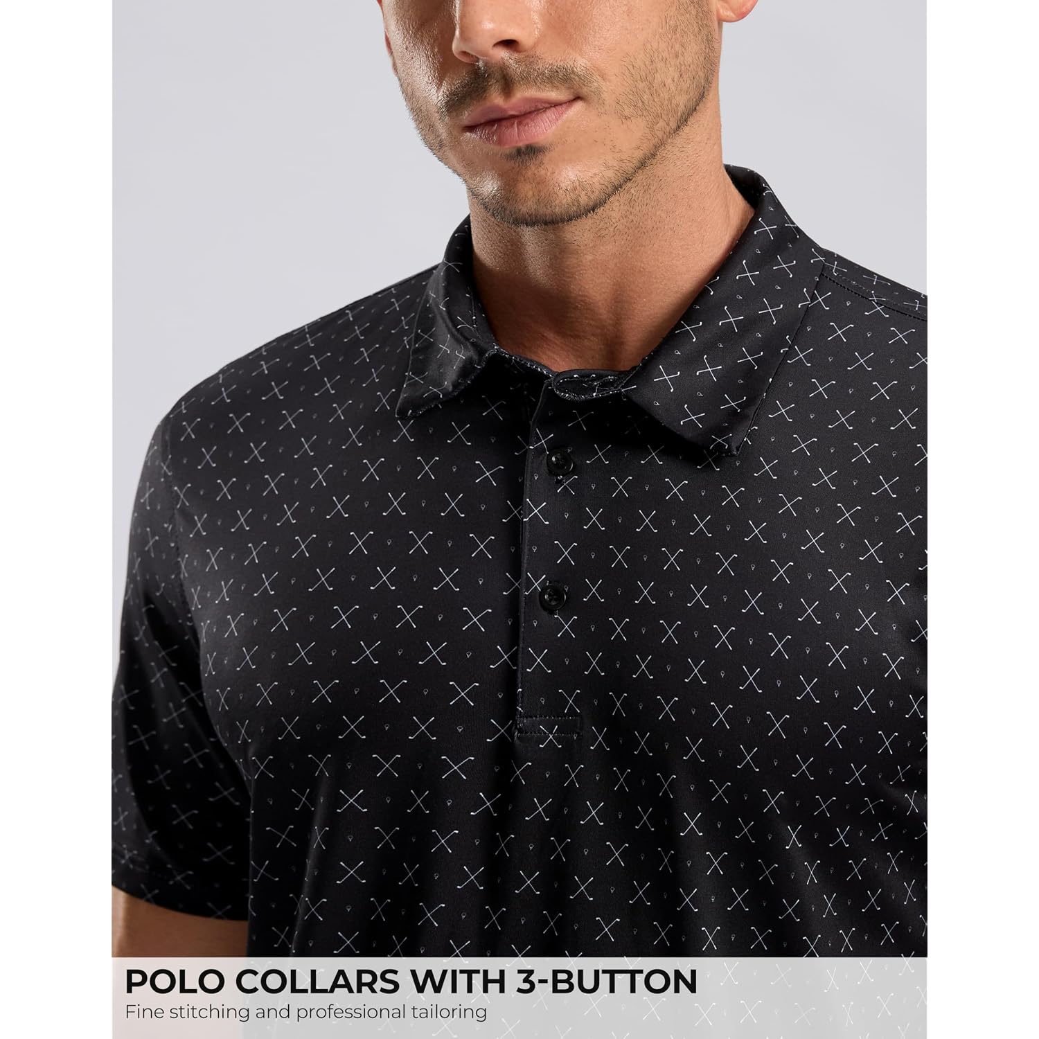 Men'S Golf Shirt Short Sleeve Dry Fit Polo Moisture Wicking Print Collared Golf Shirts For Men Casual Lightweight