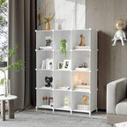 Awtatos Cube Storage Organizer Storage 12 Cube Bookshelf Diy Plastic Closet Clothes Storage Shelves With Wooden Mallet, Stackable Storage Solution For Home, Bedroom, White