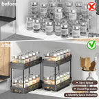 Pull Out Spice Rack Organizer For Cabinet, 3 Packs Slide Out Spice Racks Organizer, Spice Cabinet Organizers, Cabinet Size Need:12'' Highx11'' Deepx5'' Wide,Each Tier Hold 10 Spice Jar - 2 Tier, Black
